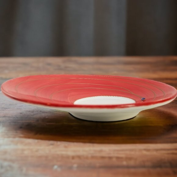 Artistic Porcelain Coffee Mug & Saucer Set, Whimsical Orange-Red Mug-Rhinestones - Picture 12 of 14
